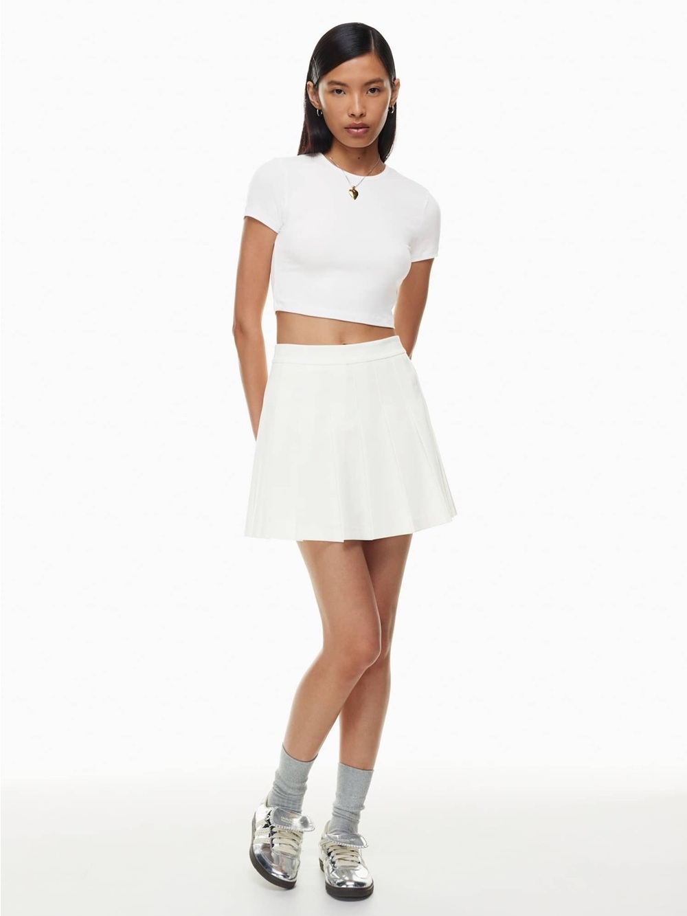 Sunday Best White Olive Micro Pleated Skirt Size 6